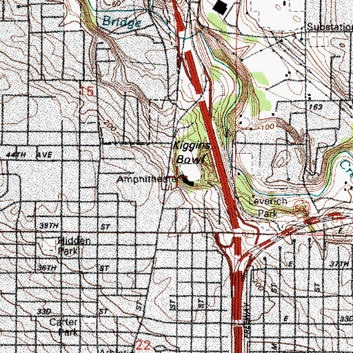 Topographic Map of Kiggins Bowl, WA