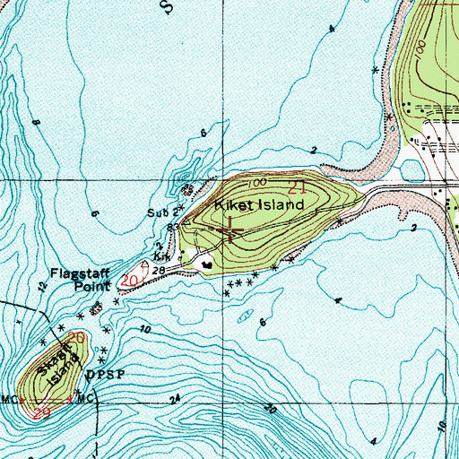 Topographic Map of Kiket Island, WA