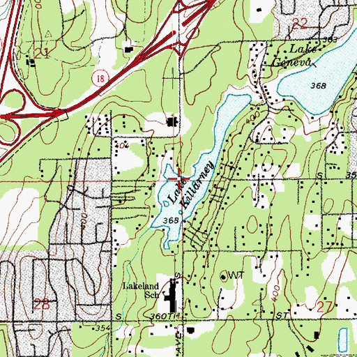 Topographic Map of Lake Killarney, WA