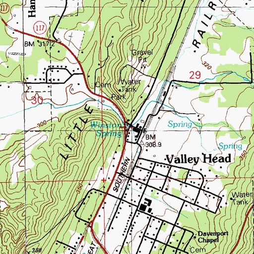 Topographic Map of Winston Spring, AL