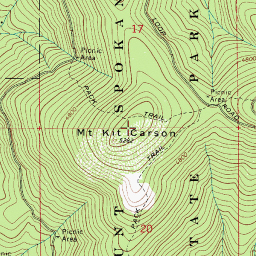 Topographic Map of Mount Kit Carson, WA