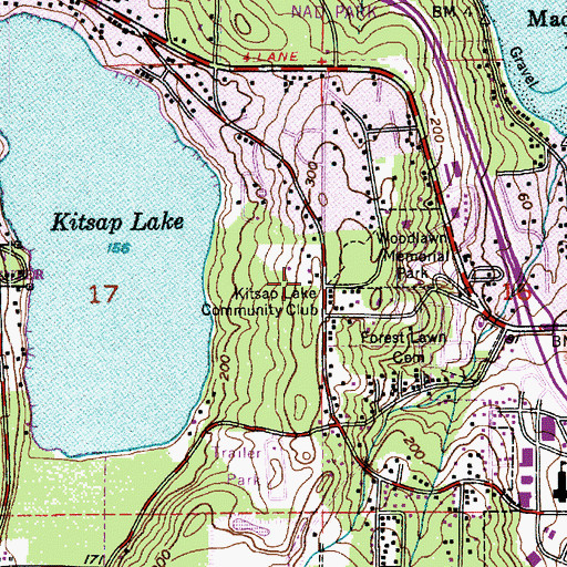 Topographic Map of Kitsap Lake Community Club, WA