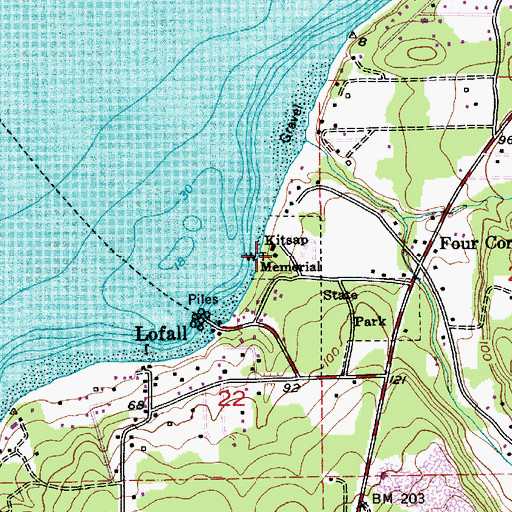 Topographic Map of Kitsap Memorial State Park, WA