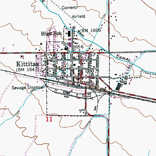 Topographic Map of Kittitas, WA