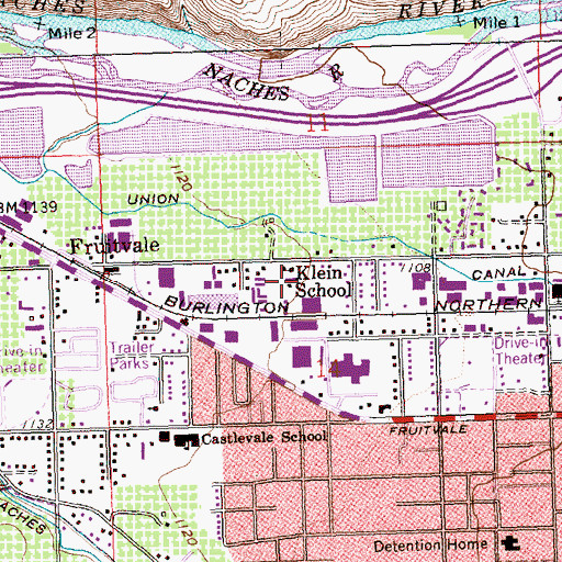 Topographic Map of Klein School, WA