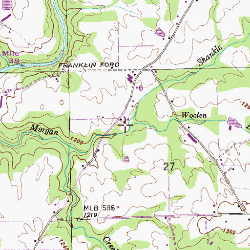 Topographic Map of Wooten Branch, AL