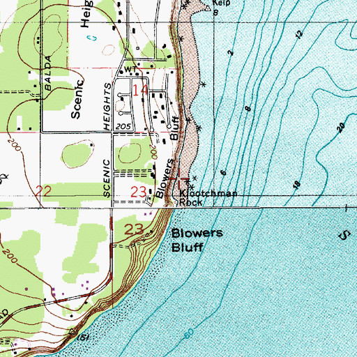 Topographic Map of Klootchman Rock, WA