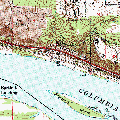 Topographic Map of Knight Cemetery, WA