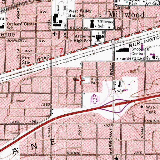 Topographic Map of Knox Park, WA