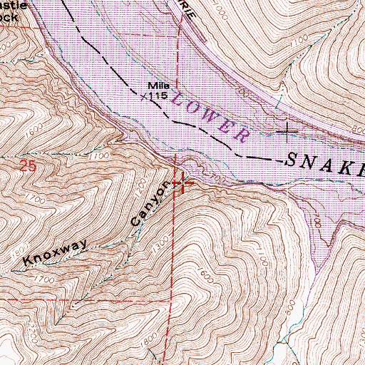 Topographic Map of Knoxway Canyon, WA