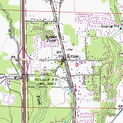 Topographic Map of Kruse, WA