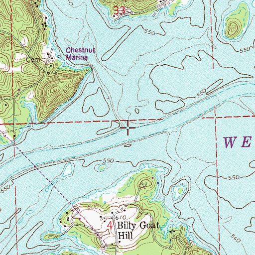 Topographic Map of Yellow Creek, AL