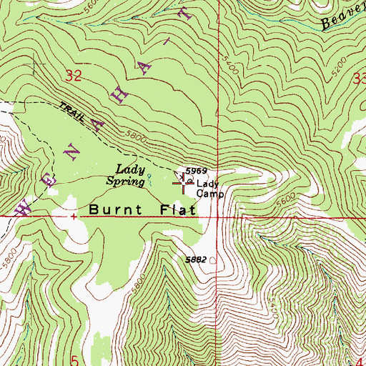Topographic Map of Lady Camp, WA