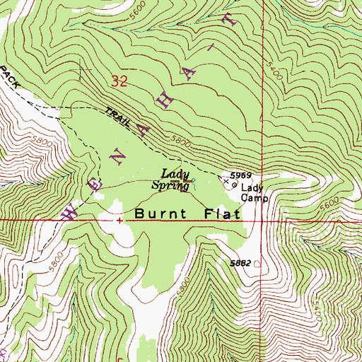 Topographic Map of Lady Spring, WA