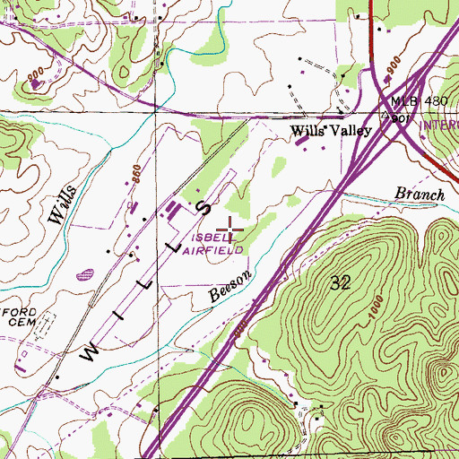 Topographic Map of Isbell Field, AL