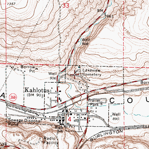 Topographic Map of Lakeview Cemetery, WA