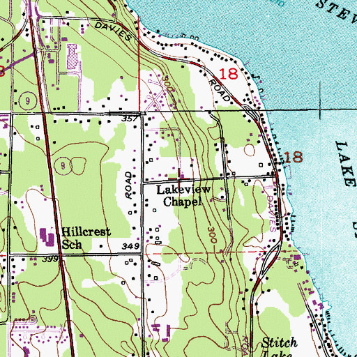 Topographic Map of Lakeview Chapel, WA