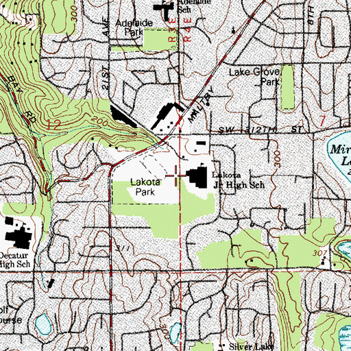 Topographic Map of Lakota Middle School, WA