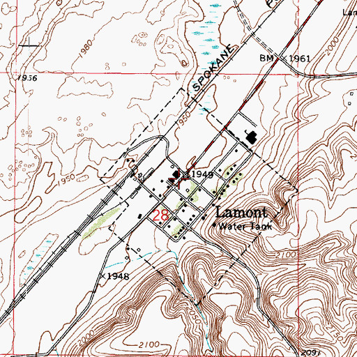 Topographic Map of Lamont, WA