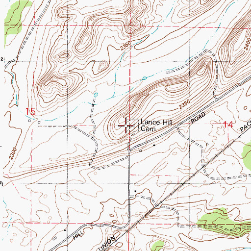 Topographic Map of Lance Hill Cemetery, WA