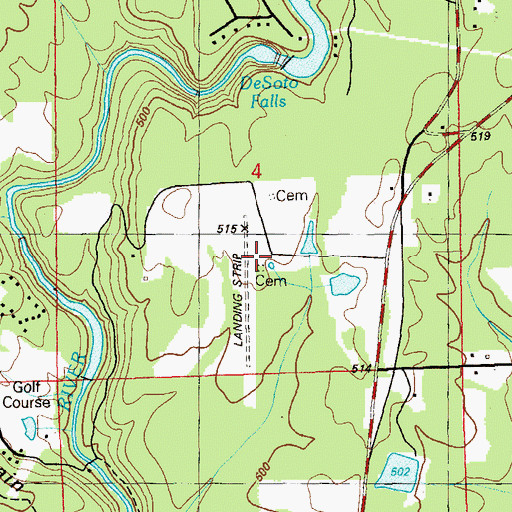 Topographic Map of Cloudmont Airpark, AL