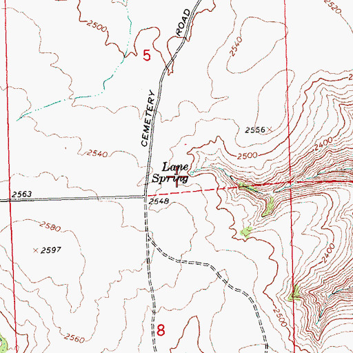 Topographic Map of Lane Spring, WA