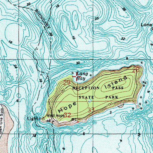 Topographic Map of Lang Bay, WA