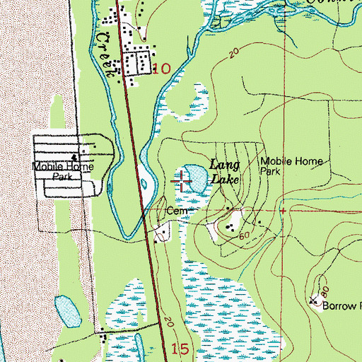 Topographic Map of Lang Lake, WA