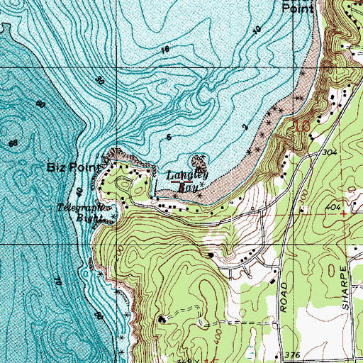 Topographic Map of Langley Bay, WA