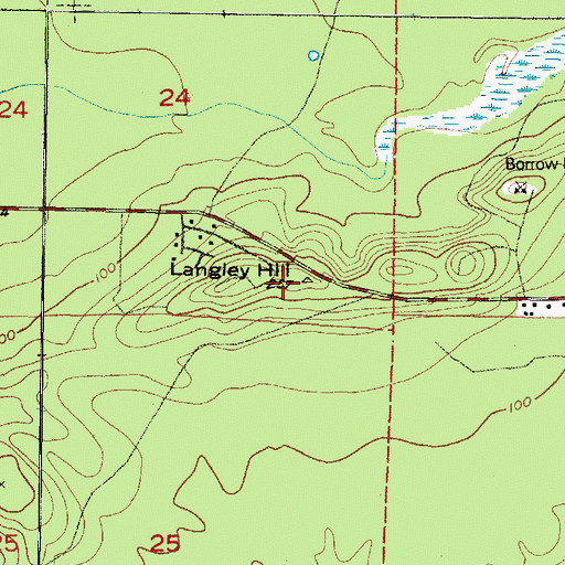 Topographic Map of Langley Hill, WA