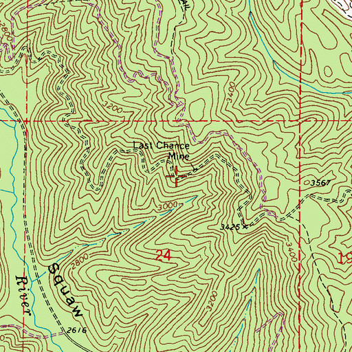 Topographic Map of Last Chance Mine, WA