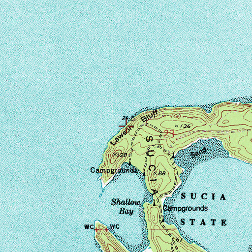 Topographic Map of Lawson Bluff, WA