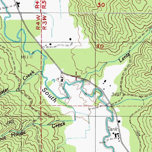 Topographic Map of Lentz Creek, WA