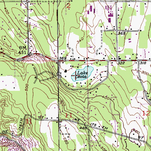 Topographic Map of Lake Leota, WA