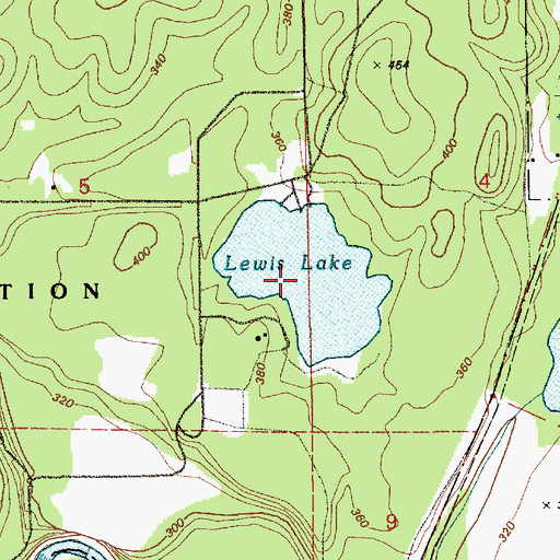 Topographic Map of Lewis Lake, WA