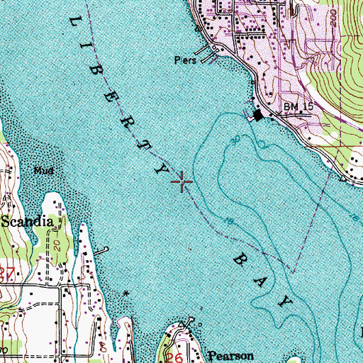 Topographic Map of Liberty Bay, WA