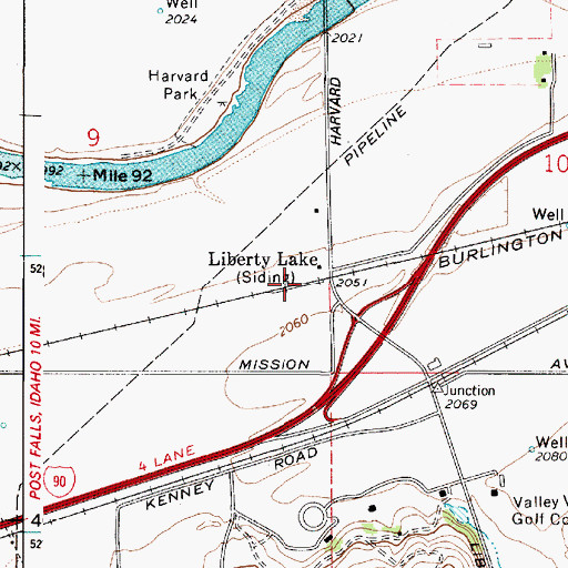 Topographic Map of Liberty Lake, WA