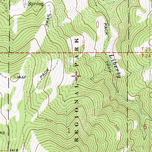 Topographic Map of Liberty Lake Regional Park, WA