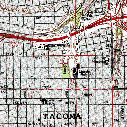 Topographic Map of Lincoln Park, WA