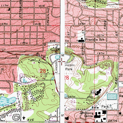 Topographic Map of Lincoln Park, WA