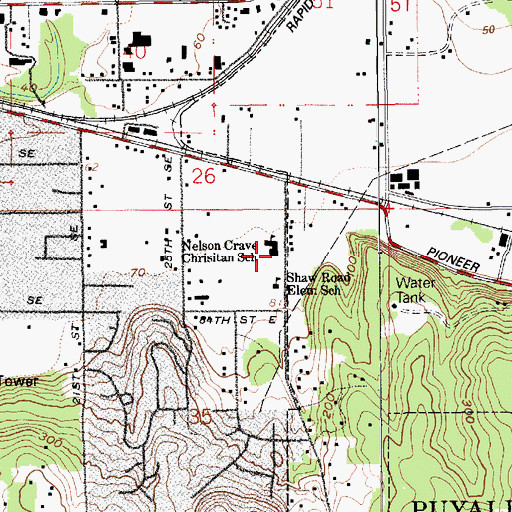 Topographic Map of Linden Lane School, WA