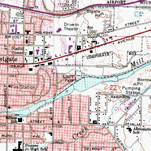 Topographic Map of Lions Park, WA