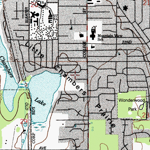 Topographic Map of Little Chambers Prairie, WA