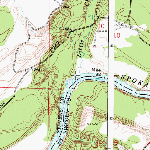 Topographic Map of Little Chamokane Creek, WA