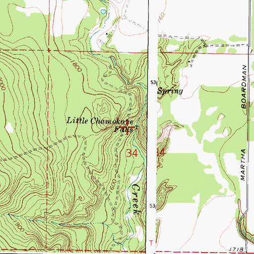 Topographic Map of Little Chamokane Falls, WA