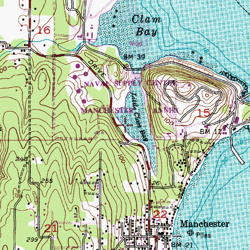 Topographic Map of Little Clam Bay, WA