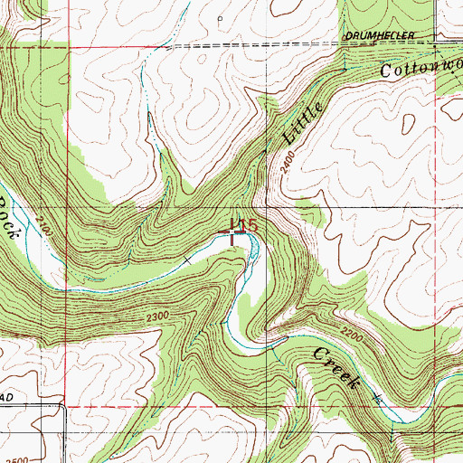 Topographic Map of Little Cottonwood Creek, WA