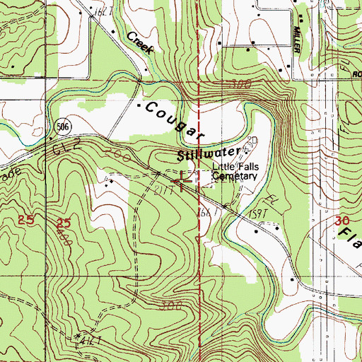 Topographic Map of Little Falls Cemetery, WA