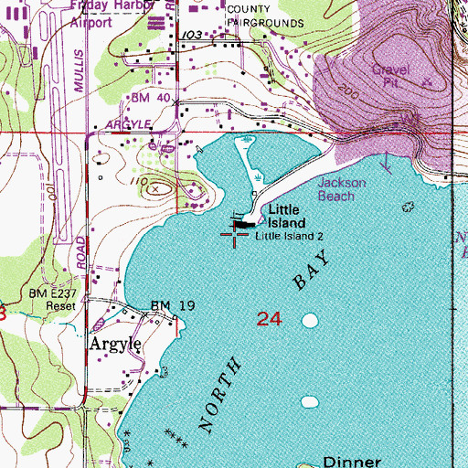 Topographic Map of Little Island, WA