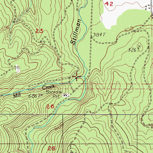 Topographic Map of Little Mill Creek, WA